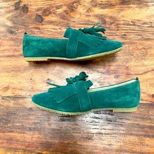 NWOT Boden Green Suede Loafers